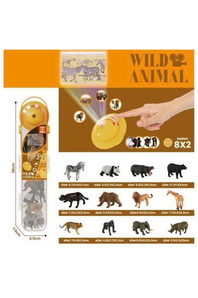 Toy Toy Toy Mini proiector pentru 12 imagini cu animale sălbatice din Africa
