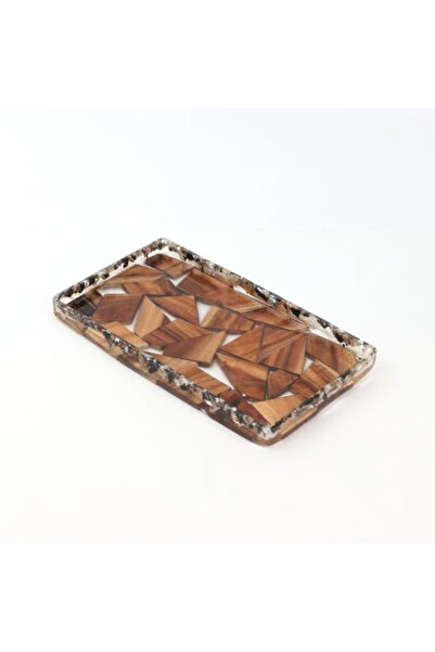 TULIN صينية تقديم خشبية مستطيلة فاخرة بنمط هندسي