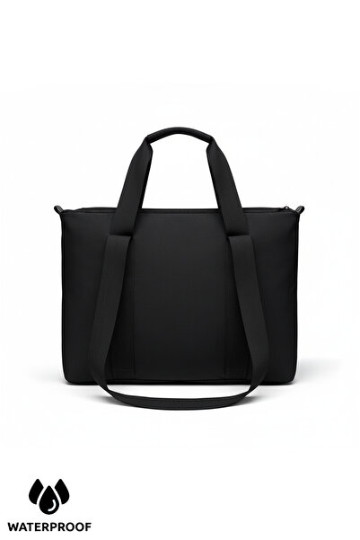 D'VERS Μαύρη αδιάβροχη υφασμάτινη τσάντα ώμου και λάπτοπ, φορητή στο χέρι και...