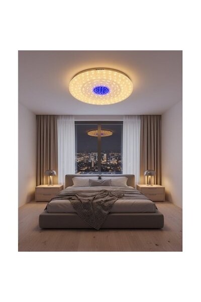 LEDZONE Lampă de tavan rotundă LED 52W 3 funcții cu albastru