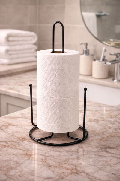 YzHome Metal Paper Towel Holder Organizer Bathroom Napkin Holder Black