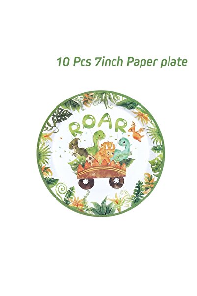 Choice 7 inch plate 10pcs Dinosaur Birthday Disposable Tablecloth Birthday Pa...