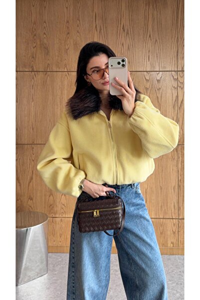 HAZELANNA Yellow Jacket with Mobile Collar