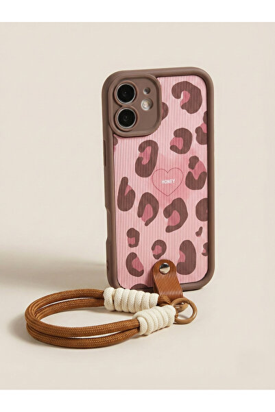 OSG iPhone 16 Plus Uyumlu Leopar Desenli Bileklikli Premium Kamera Korumalı L...