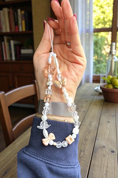 WhimsyWhite سلسلة هاتف مصنوعة يدويًا بتصميم مستوحى من الطراز القديم بلون الكر...