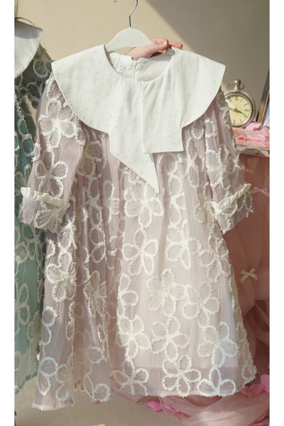 Banuta Girls' dress without waist, white