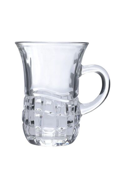 Generic Al Saif Gallery Max glass tea cups set, with handle, 6 pieces - trans...