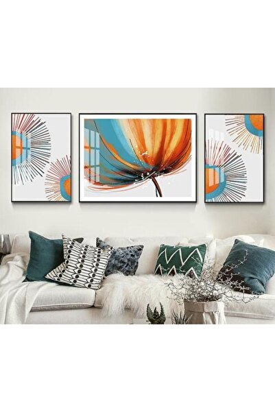 lawhat A decorative geometric painting in luxurious and modern orange waterco...
