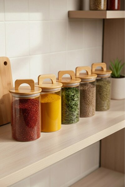 Bambum Ciri 5-Piece Bamboo Lid Spice Container 15 cm