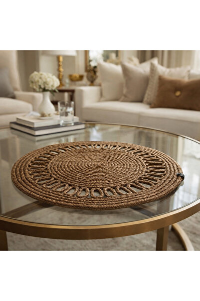 ALYA 50x50 cm Runner,Sehpa Örtüsü,Masa Örtüsü,Ranır,El Emeği Dekoratif Jüt Ranır