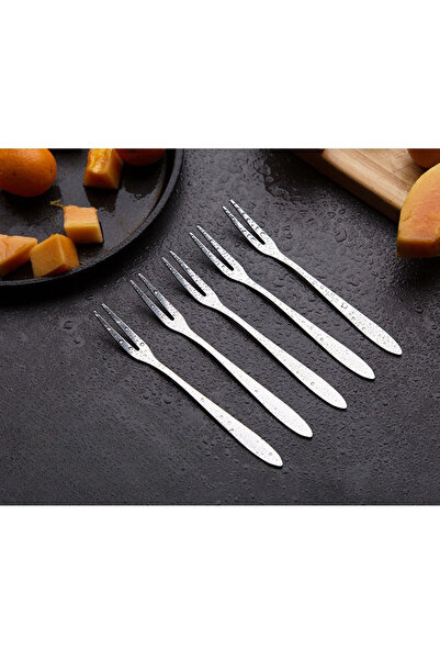 Choice w040B-100Pcs 13cm StainlessTwo-tine Steel Fruit Forks Set Small Size T...