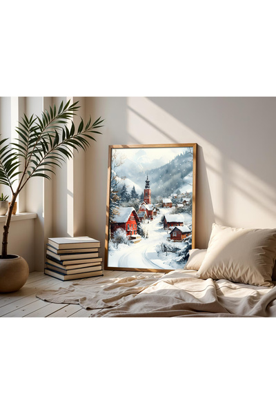 alphobitasarım Eleganța aspectului acuarelei - Satul de poveste sub zăpadă - ...