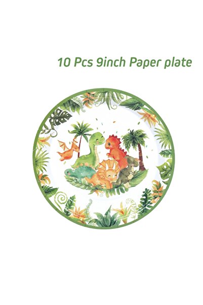 Choice طبق مقاس 9 بوصات، 10 قطع، مفرش طاولة للاستخدام مرة واحدة بتصميم ديناصو...