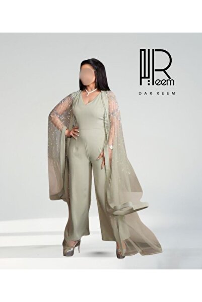 DRM Royal "Orchid" jumpsuit with a hand-crafted crystal cape