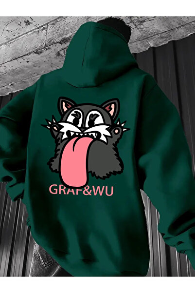 Flow touch Unisex Cat B Printed Sweatshirt Black