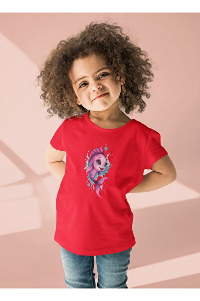MG Fish Printed Cotton Crewneck Girls' T-Shirt