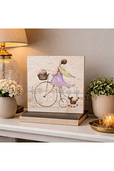 Ruum Store By Doğtaş Beyaz Bisiklete Binen Kadın - Kare Tablo
