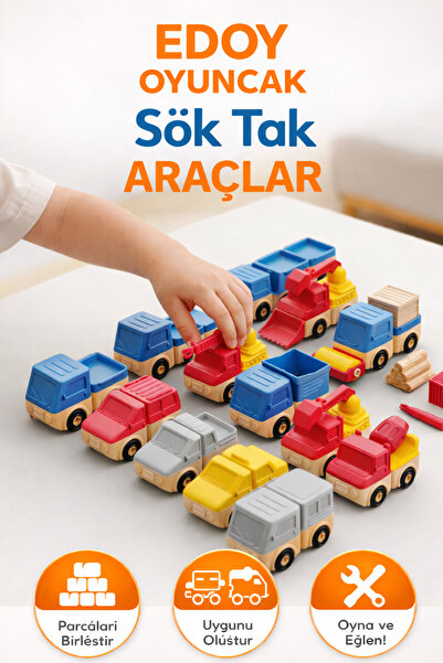 edoy Sök Tak Eğitici Araç Seti | Yap-Boz İş Makineleri | Yaratıcı Montessori ...