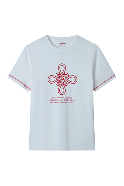 Giordano Men's Slim Cotton Crew Neck CNY Print Tee