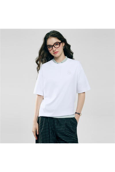 Giordano Women’s Embroidered Cotton Liquid Touch Tee