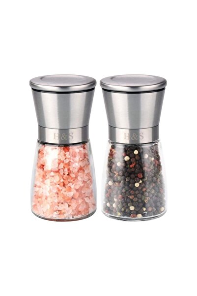 BELLA Bath&Soap Set of 2 grinders, stainless steel/glass, 14.5x7.7 cm