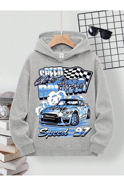 SVART WEAR سويت شيرت سبيد 97 مطبوع بغطاء رأس مصنوع من القطن بنسبة 100% للأطفال