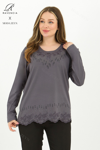 Ravencia Women's Middle Age and Above Viscose Drop Pattern Stone Embroidered ...