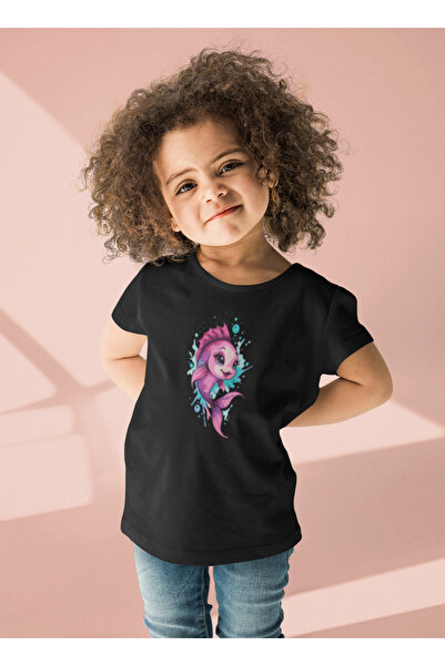 MG Fish Printed Cotton Crewneck Girls' T-Shirt