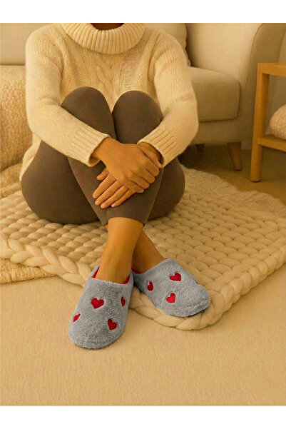 ALB TERLİK AYAKKABI SAN. TİC. LTD. ŞTİ. Women's Heart Plush House Slippers – ...