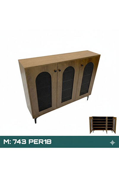 Generic Modern 3-Door Rattan Shoe Cabinet - Large Capacity (120x30x95 cm)