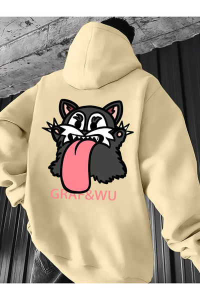 Flow touch Unisex Cat B Printed Sweatshirt Black