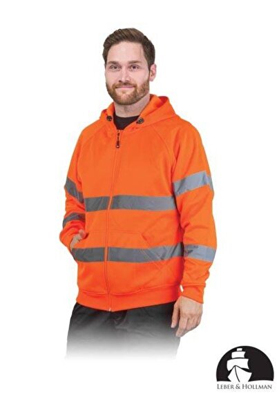 Raw-Pol Reflective sweatshirt with zipper and hood LH-AMSEL M Orange