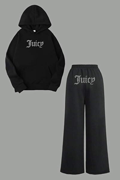 Bozz&Bozz Collection Women's Juicy Kristal Stone Printed Tracksuit Set Bag Ho...