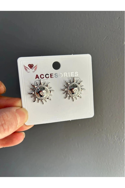 naaksesuar Silver Colored Sun Detailed Earrings