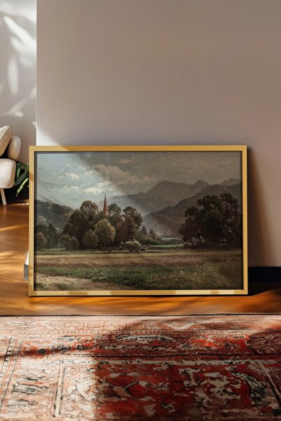 Postifull Tablou vintage, poster cu rama bej, decor de perete vintage