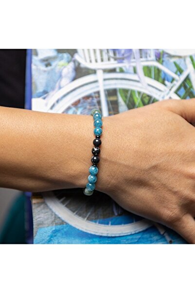 Ezera Fathia, bracelet of Blue Jade, Green Jade and Black Turquoise Shell