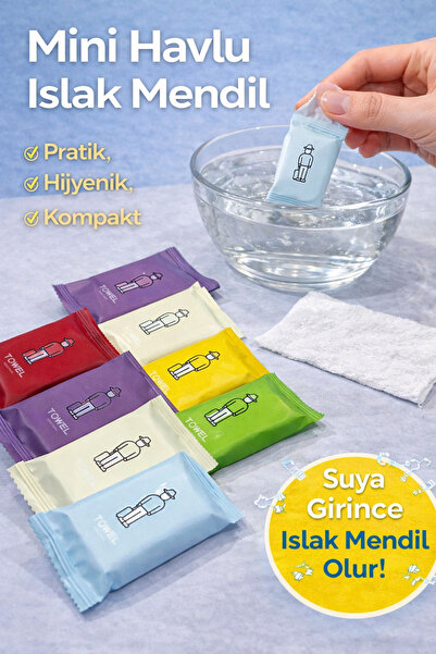 Mode Cool Mini Havlu Islak Mendil – Suya Girince Açılan Kompakt Islak Havlu, ...