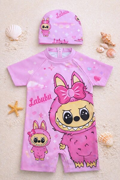 DeKuBaby Costum de baie pentru fete, cu imprimeu cu caractere drăguțe, PROTEC...