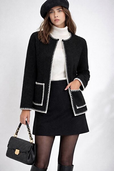 MAMAYAGA Women's Mock Neck Thread Knit Detailed Comfortable Fit Long Sleeve D...