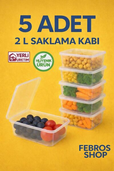 Febros 2 L Rectangular Self-Closing Deep Freezer Storage Container Set of 5 I...