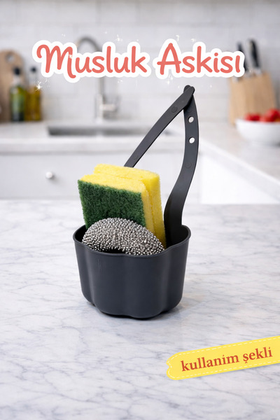 Mode Cool Musluk Askısı – Süngerlik ve Tel Tutucu, Lavabo Üstü Düzenleyici, P...