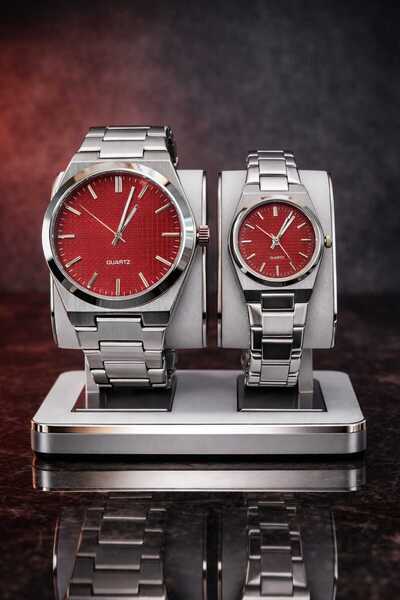 Mihristore Sevgililer Gününe Özel Saat Seti Çift Kol Saati Çelik Erkek Kadın ...