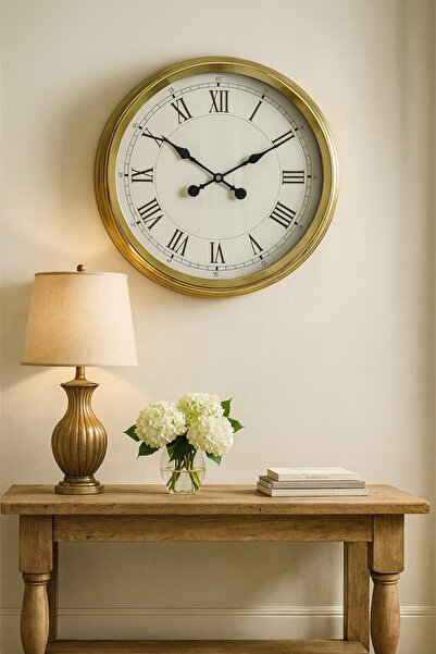 Leyaton ساعة حائط ذهبية فاخرة من زينتايم مقاس 60 سم LWLHM-RSYT34