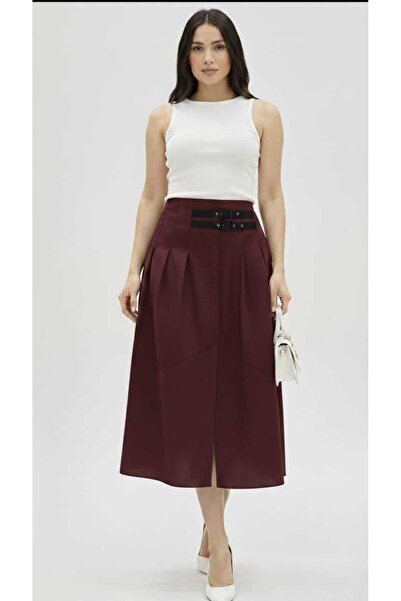 kikiriktekstil Fusta maxi de damă cu curea, supradimensionată, cu detaliu cu ...