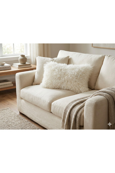 hoaryage Pernă decorativă din blană naturală ultra moale, din piele naturală ...