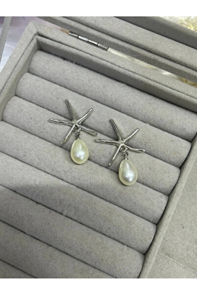 naaksesuar Silver Colored Starfish Detailed Earrings
