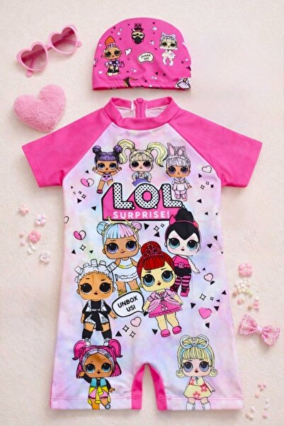 DeKuBaby Costum de baie pentru fete, cu imprimeu cu caractere drăguțe, PROTEC...