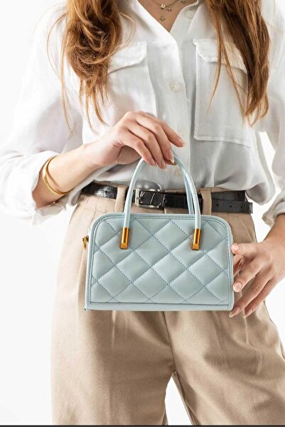 ÖZÜM TAKI Women's Patterned Hand and Shoulder Bag Baby Blue