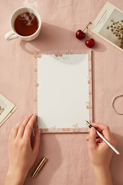 Renkli Zeka A5 Kiraz Desenli Notepad – 110 Gr Kalın Kağıt Bloknot 50 Yaprak N...