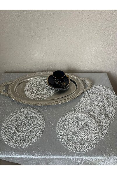 BRL ÇEYİZ HOME Set of 6 Stylish Coffee Side Presentation Guipure Tulle Napkins